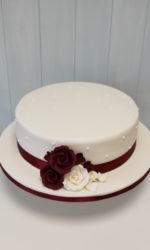 Burgundy with Ivory Roses Birthday Cake No.N053(C)p
