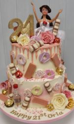 Buttercream Birthday Cake with Chocolate Drip and Barbie on Top No.N008(A)p