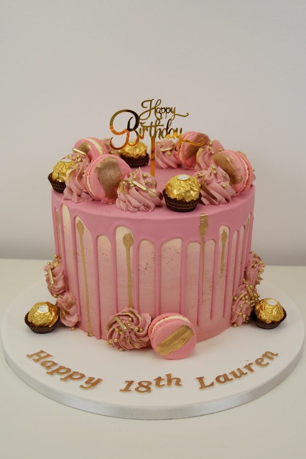 Dusky Pink Buttercream Drip Cake No.D027 - Image 4