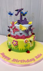 Flowers and Butterflies Birthday Cake No.K073p