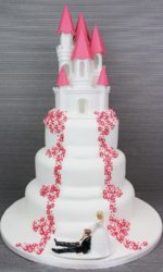 Fuchsia Pink Castle Wedding Cake No.W176(A)ap
