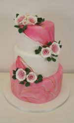 Fuchsia Pink and Gold Marble Wedding Cake No.W251ap