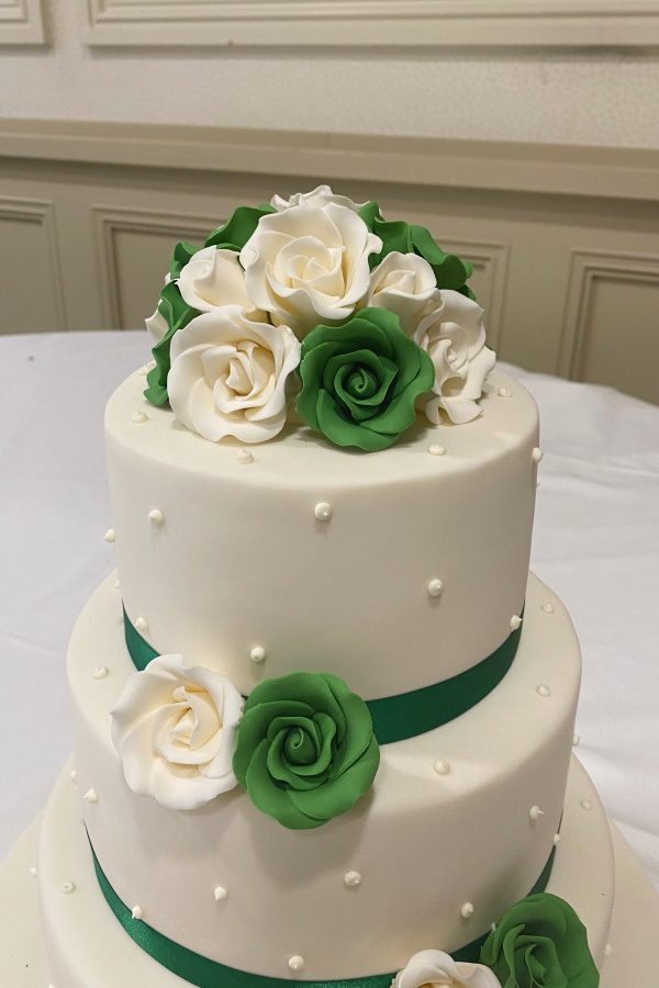Green Roses and Sugar Dots Wedding Cake No.W219 - Image 2
