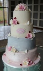 Grey Marble and Pink Shimmer Wedding Cake No.W224p
