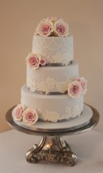 Grey Wedding Cake with Edible Lace No.W078p
