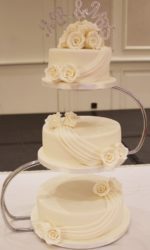 Ivory Drapes and Roses Wedding Cake on a Stand No.W118ap