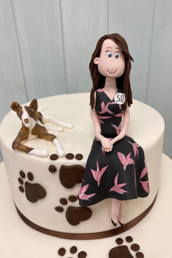 Lady with Dogs Birthday Cake No.N094 - Image 2