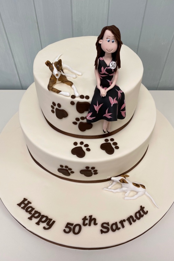 Lady with Dogs Birthday Cake No.N094 - Image 3