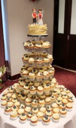 Navy Hydrangeas Wedding Cupcake Tower No.W171aap