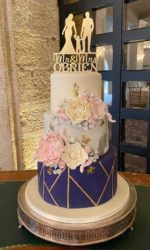 Navy and Grey Wedding Cake with Gold Lines No.W268p