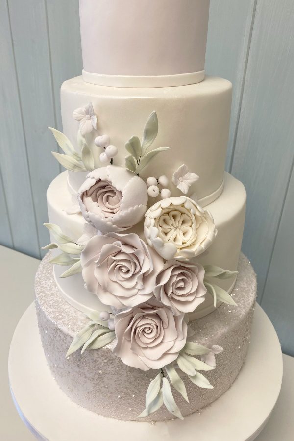 Pastel Cascading Flowers Wedding Cake No.W233 - Image 2