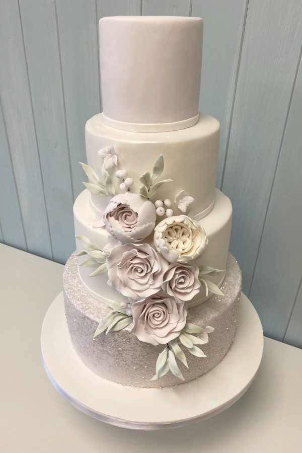 Pastel Cascading Flowers Wedding Cake No.W233 - Image 3