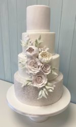 Pastel Cascading Flowers Wedding Cake No.W233p