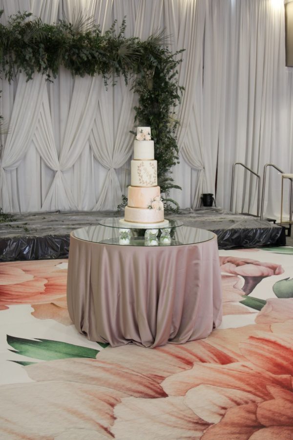 Peach Marble and Gold Leaf Wedding Cake No.W327 - Image 2