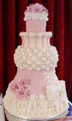 Pink and Ivory Dress Wedding Cake No.W168ap