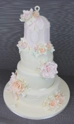Pink and Ivory Vintage Birdcage Wedding Cake No.W160ap