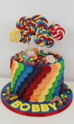 Rainbow and Lollipops Buttercream Cake No.D041 (1)p