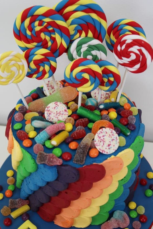 Rainbow and Lollipops Buttercream Cake No.D041 - Image 3