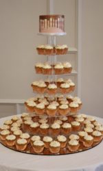 Rose Gold Wedding Cupcake Tower with Pink Hydrangeas No.W349p