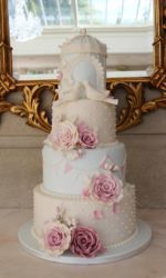 Vintage Bird Cage with Doves Wedding Cake No.W149p