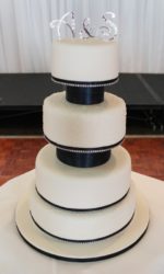 Wedding Cake with Black Ribbon and Diamonds No.W190ap