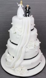 Wedding Cake with Drape and Black Ribbon No.W169ap