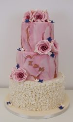 Wedding Cake with Pink Marble and Ruffles No.W263p