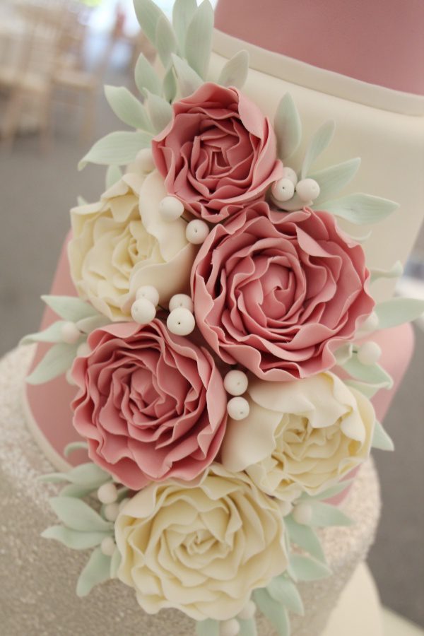 Wedding Cake with Pink and Ivory Peonies No.W301 - Image 2