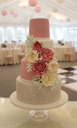 Wedding Cake with Pink and Ivory Peonies No.W301p