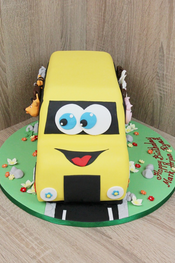 Animal School Bus Birthday Cake No.K031 - Image 3