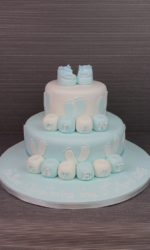Baby Feet and Blue Booties Christening Cake No.CH035p