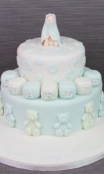 Baby with Blue Blanket and Teddies Christening Cake No.CH032p