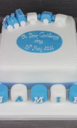 Blue Christening Cake with a Train No.CH041p