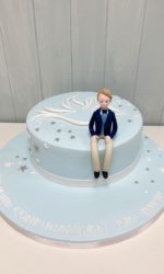 Blue Confirmation Cake with Dove and Stars No.OCC051p