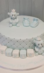 Blue Teddies and Blue Booties Christening Cake No.CH024(C)p