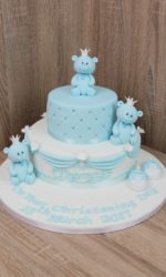 Blue Teddy Bears and Booties Christening Cake No.CH002p