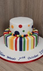 Christening Cake with Multicoloured Stripes and Polka Dots No.CH028p