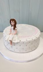 Communion Cake with Girl and White Flowers No.OCC050cp