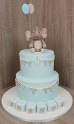 Elephant and Bunting Christening Cake No.CH003p