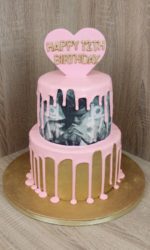 Justin Bieber Birthday Cake with Gold Shimmer and Pink Drip No.K028p