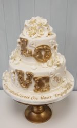 LOVE in Gold Engagement Cake No.OCC017p