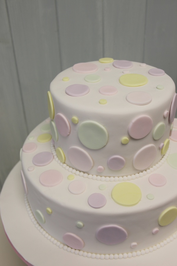 Pastel Colours Polka Dots Christening Cake No.CH021 - Image 2
