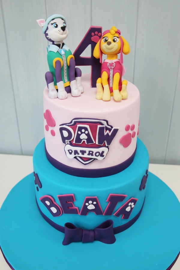 Paw Patrol Pink and Blue Birthday Cake No.K064 - Image 2