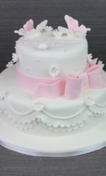 Pink Bow and Pink Butterflies Communion Cake No.OCC040p