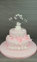 Pink Christening Cake with Teddy and Stars No.CH036(B)p