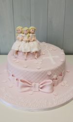 Pink Communion Cake with Pink Bow No.OCC030p