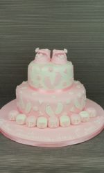 Pink Flowers and Hearts Christening Cake No.CH037p