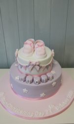 Pink and Lilac Bunting Christening Cake No.CH001p