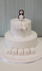 White Communion Cake with Dots No.OCC027p