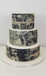 Black and White Comic Strip Wedding Cake No.W362